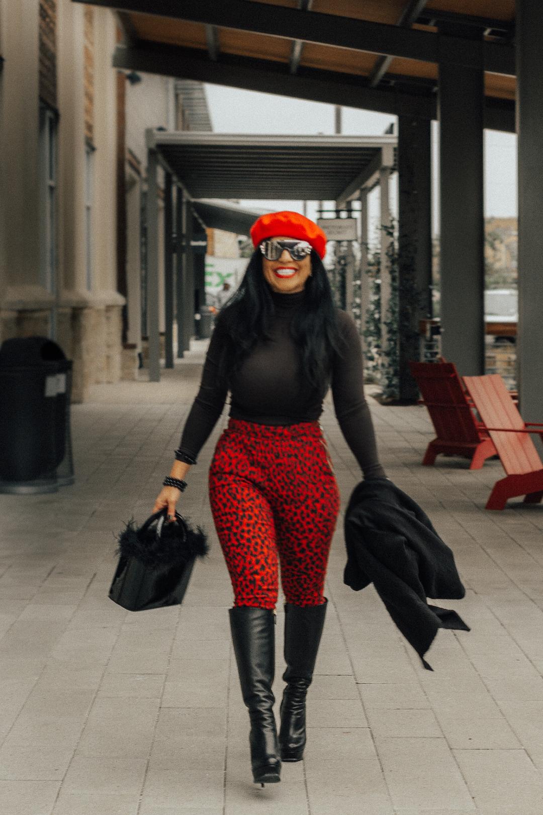 zara red leopard pants